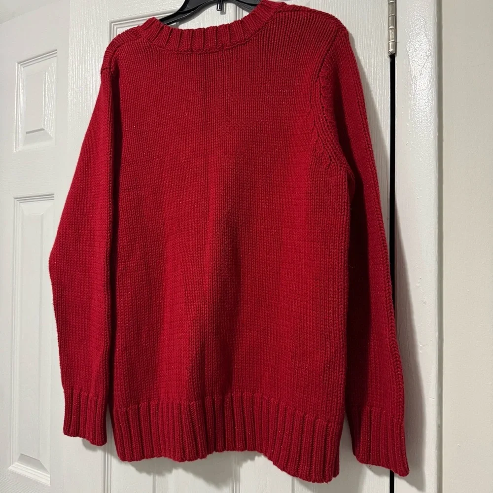 Vintage Route 66 V-Neck Red Cable Knit Sweater - Picture 2 of 4